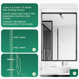 Wall Mounted Makeup Mirror with Unbreakable Glass and Brushed Finish