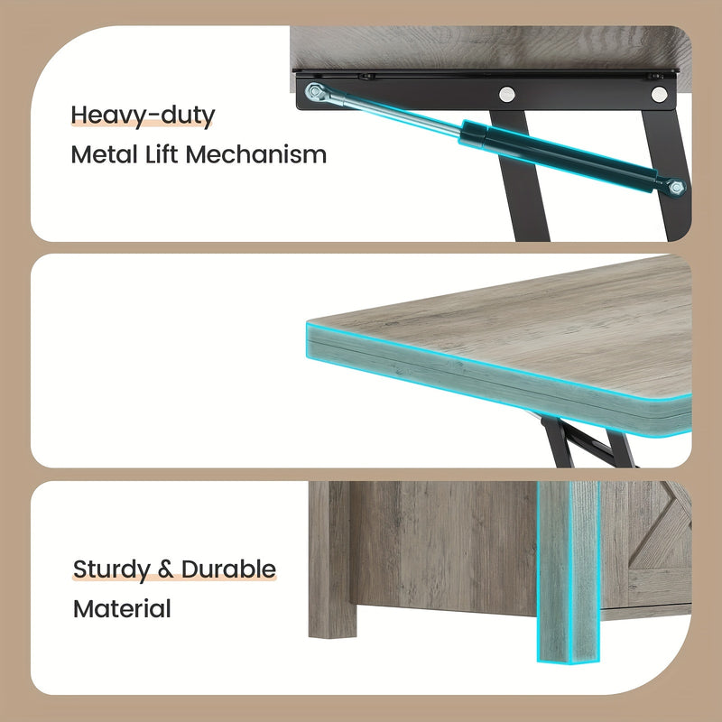 Farmhouse Lift Top Coffee Table with Hidden Storage Solutions