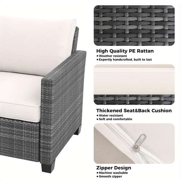 Outdoor Wicker Patio Furniture Set with Hidden Storage and Comfort