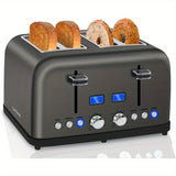 Stainless Steel Digital Toaster with LCD Display and Shade Settings