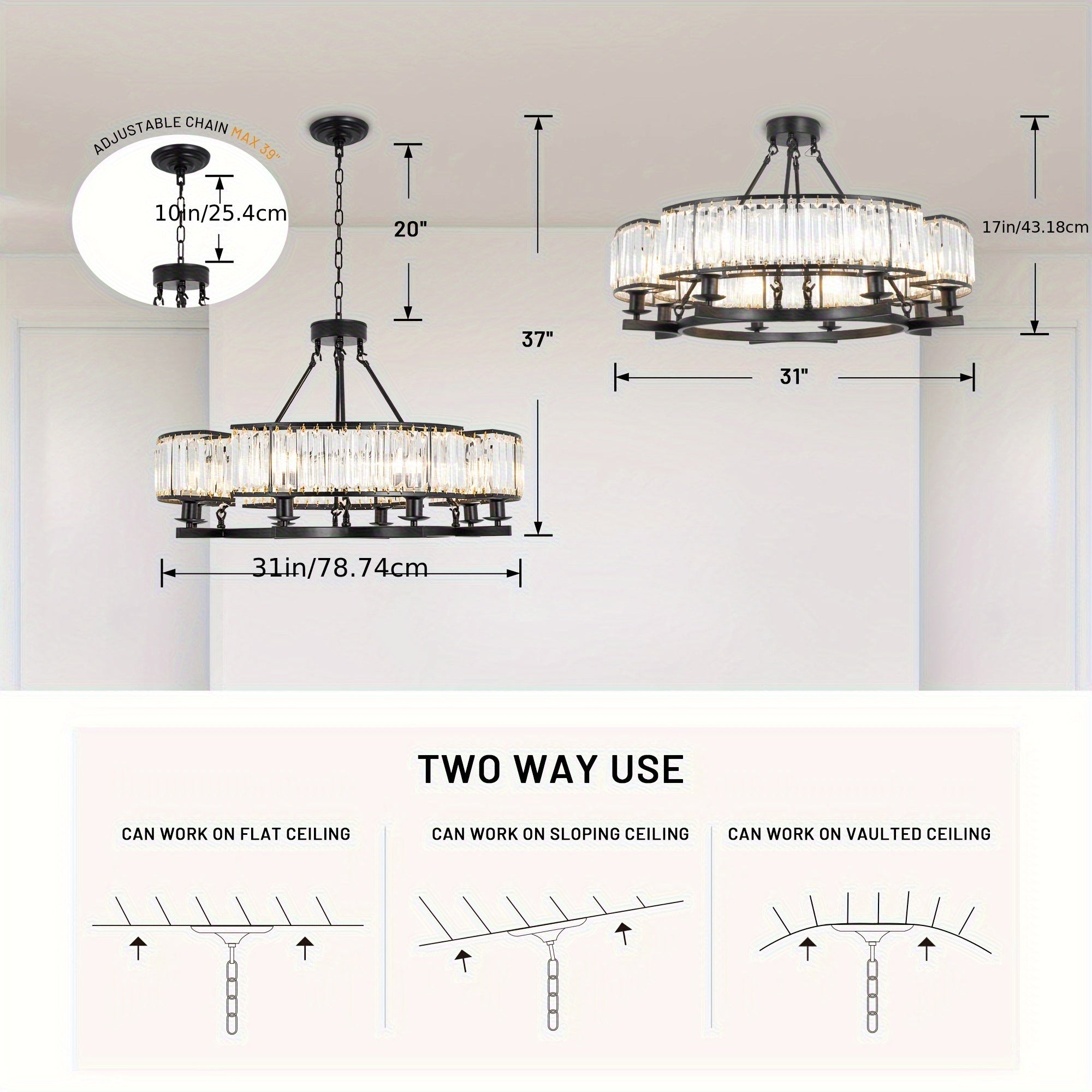 French Traditional 8 Light Round Chandelier With Crystals