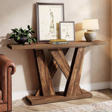 Farmhouse Geometric Base Console Table for Entryway and Living Room