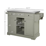 Rolling Kitchen Island Cart with Storage and Stainless Steel Top