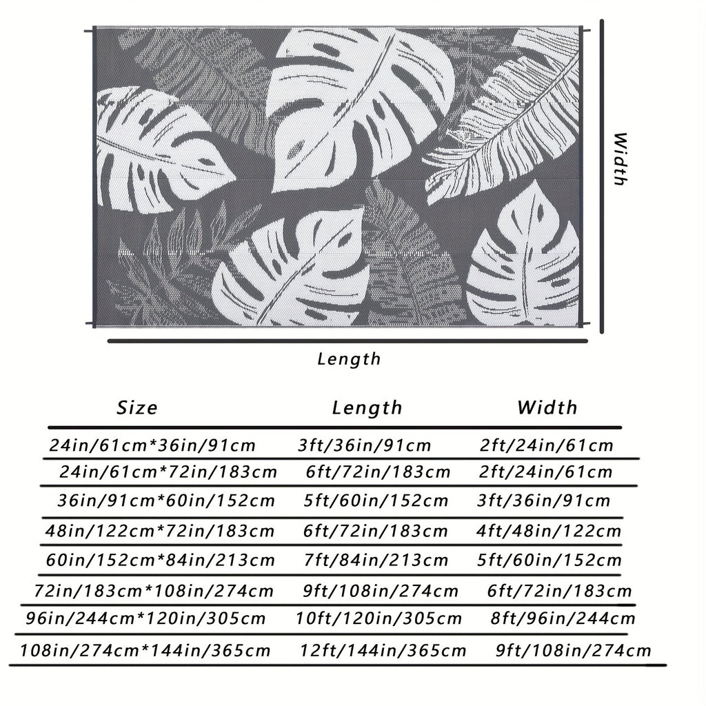 Washable Outdoor Waterproof Floral Print Area Rug for Camping