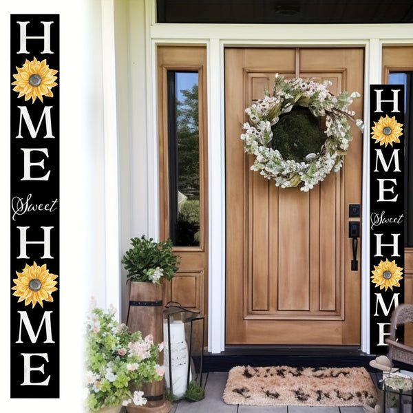 Home Sweet Home Wooden Porch Sign with Sunflower Design