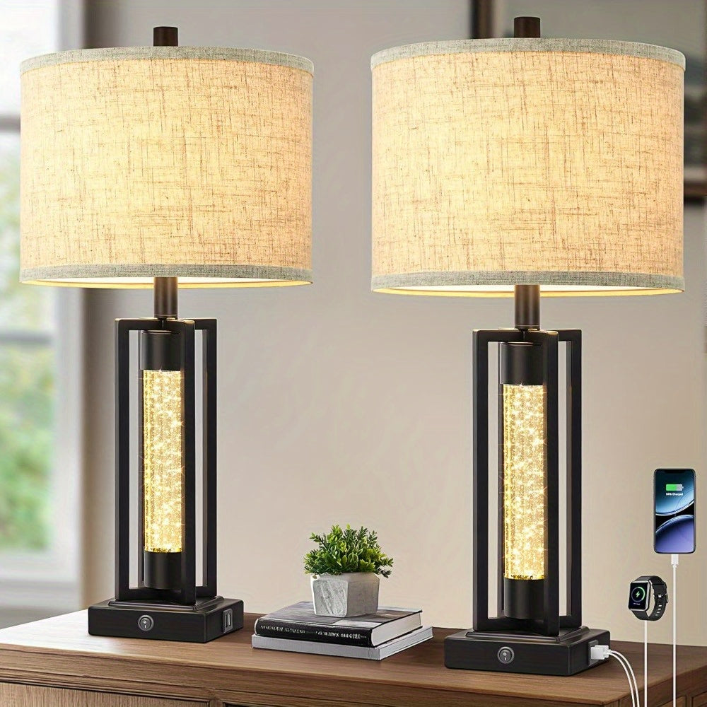 Farmhouse Table Lamps with USB Ports for Modern Home Decor