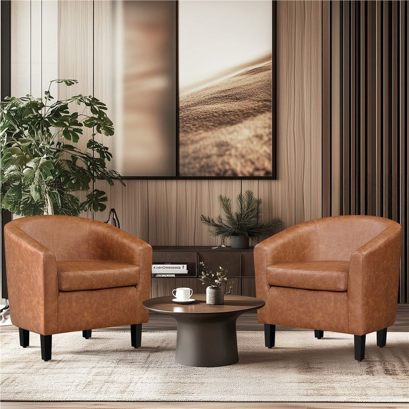 Modern PU Leather Barrel Accent Chair for Stylish Living Spaces