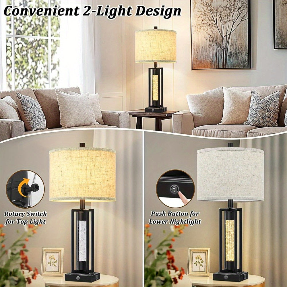 Farmhouse Table Lamps with USB Ports for Modern Home Decor