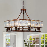French Traditional 8 Light Round Chandelier With Crystals