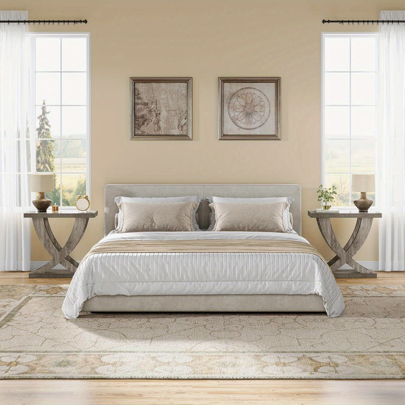 Rustic Cross Fishtail End Table With Wood Grain Finish