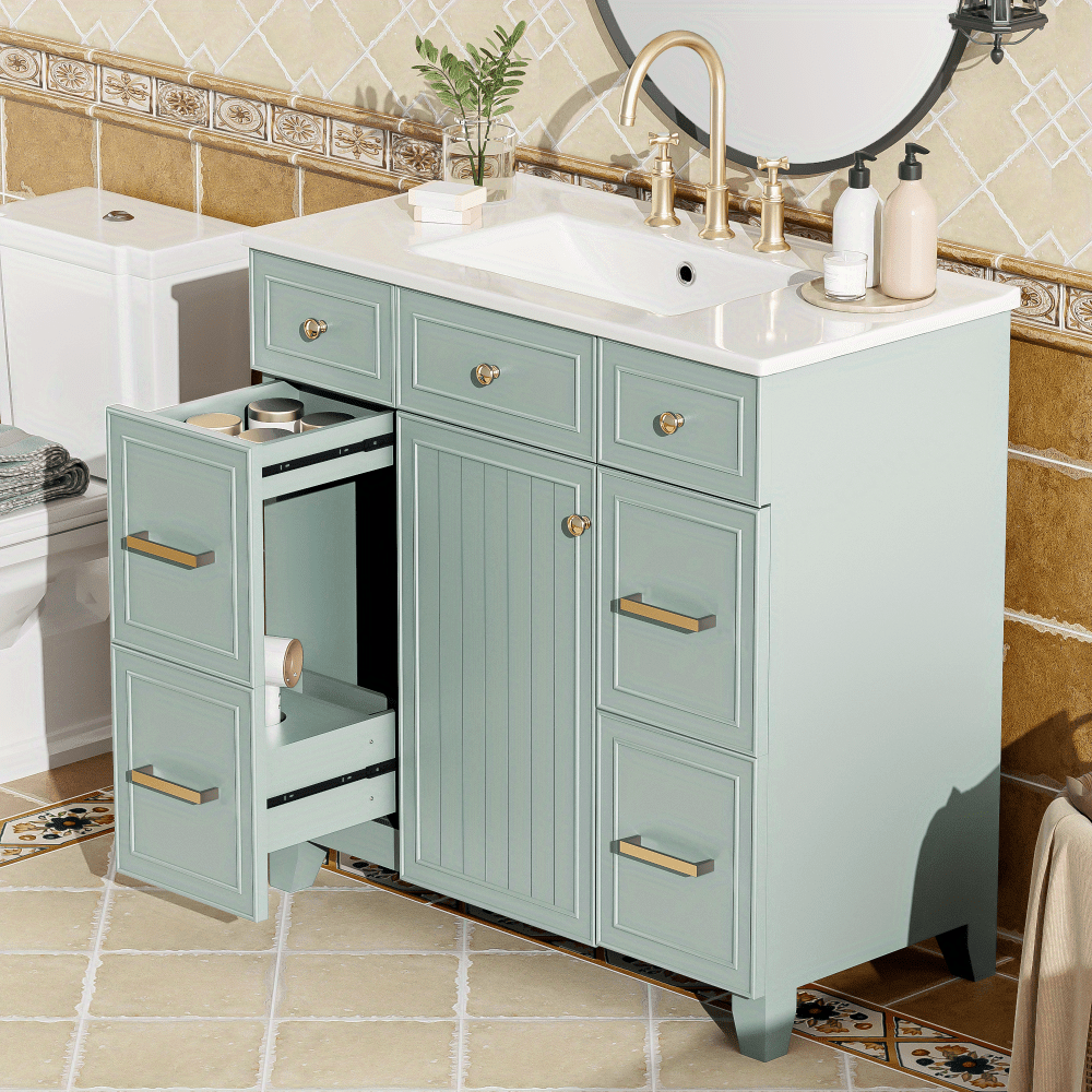Stylish Bathroom Vanity with Ceramic Sink and Soft Close Doors
