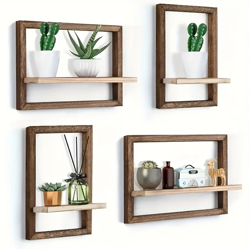 Multi-Functional Black Wood Wall Shelf Set for Home Decor