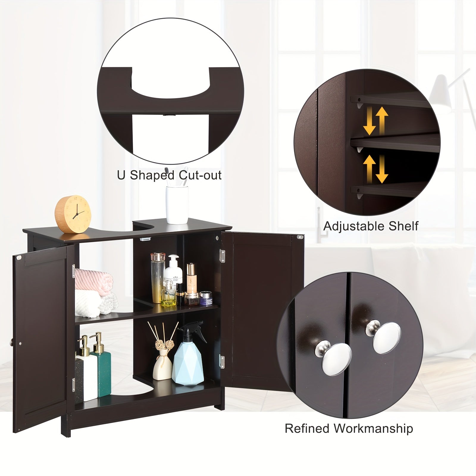 Traditional Under Sink Storage Vanity Cabinet for Organized Bathrooms