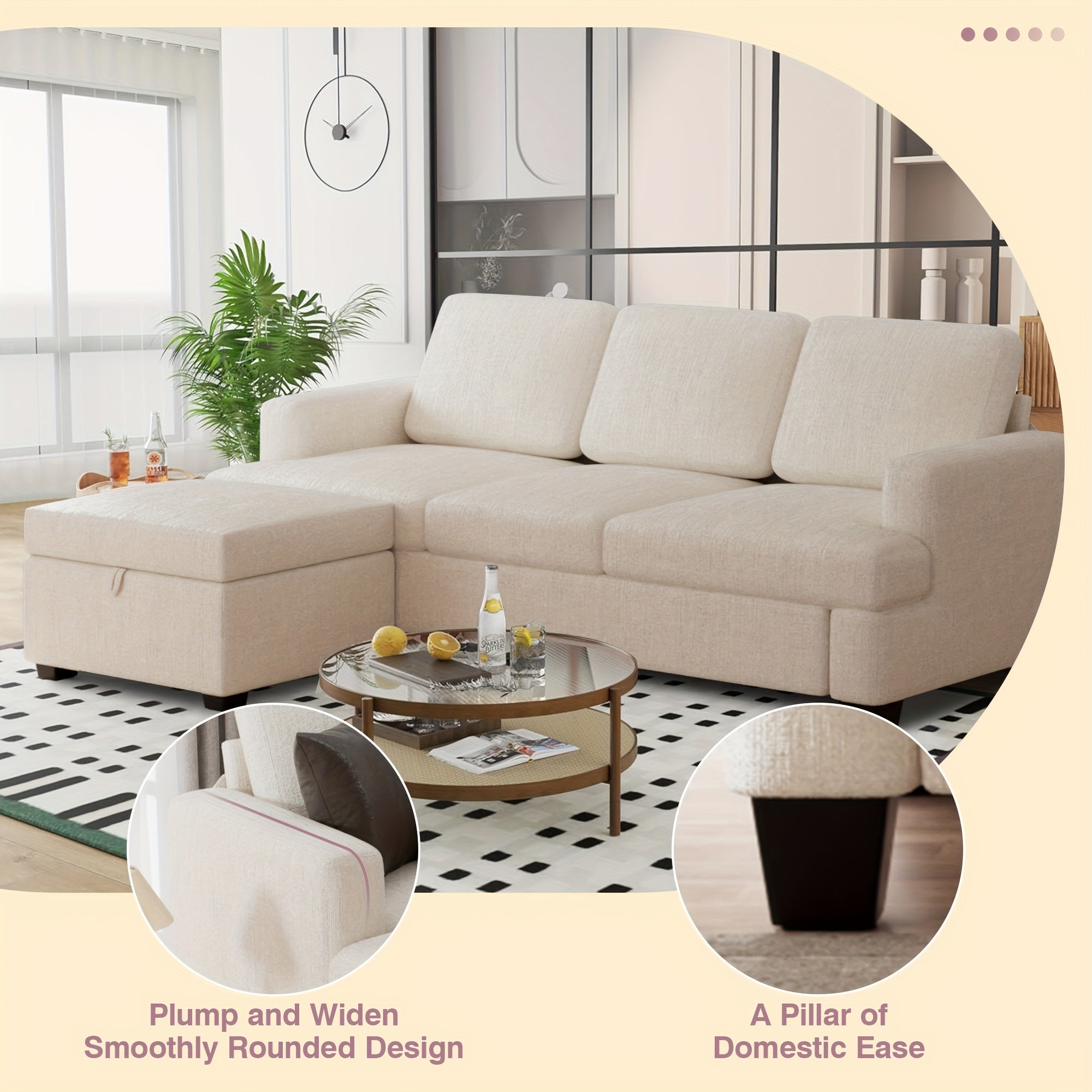 Actflame Modern Modular Sectional Cloud Couch With Ottoman