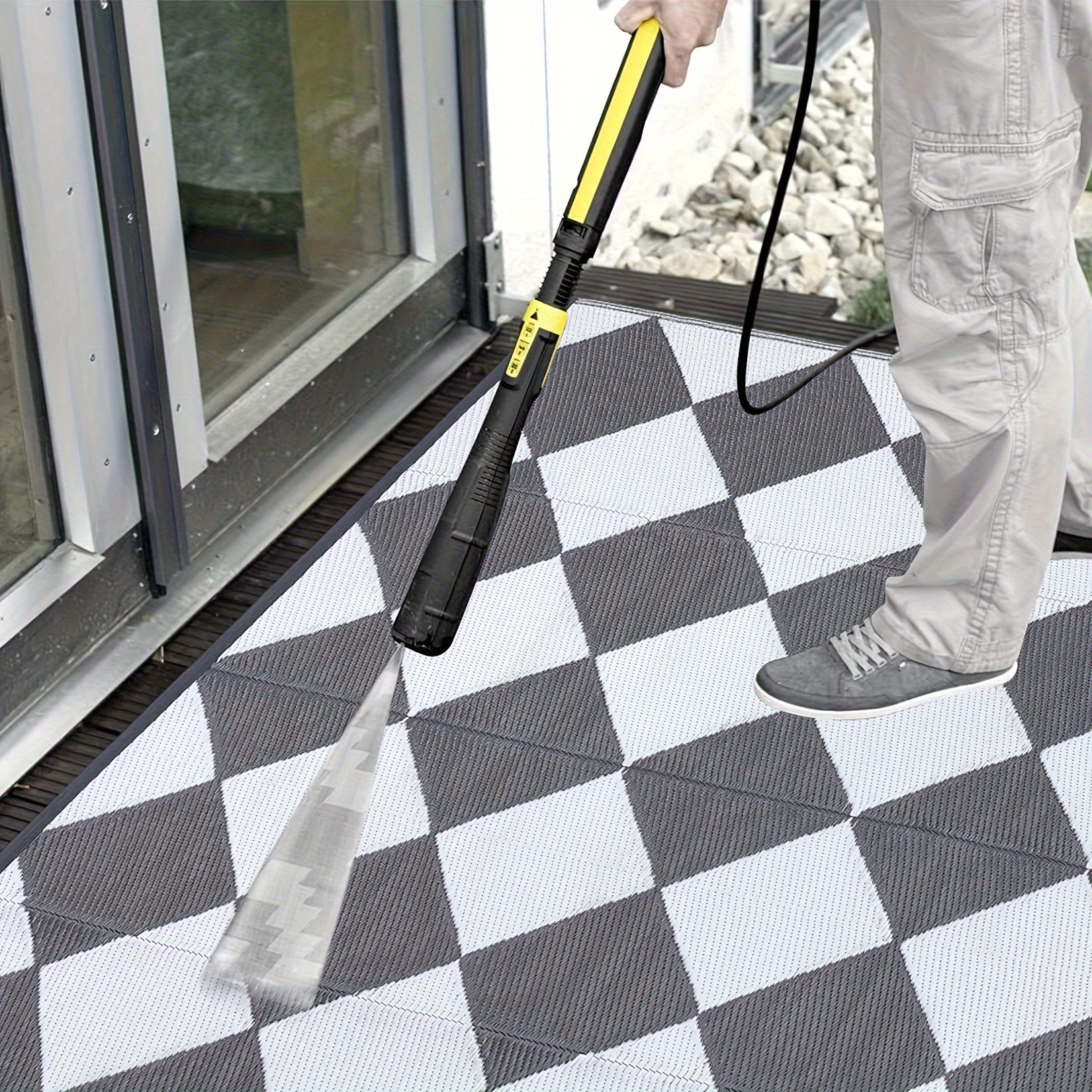 Outdoor Non Slip Area Rug for Camping and Patio Use