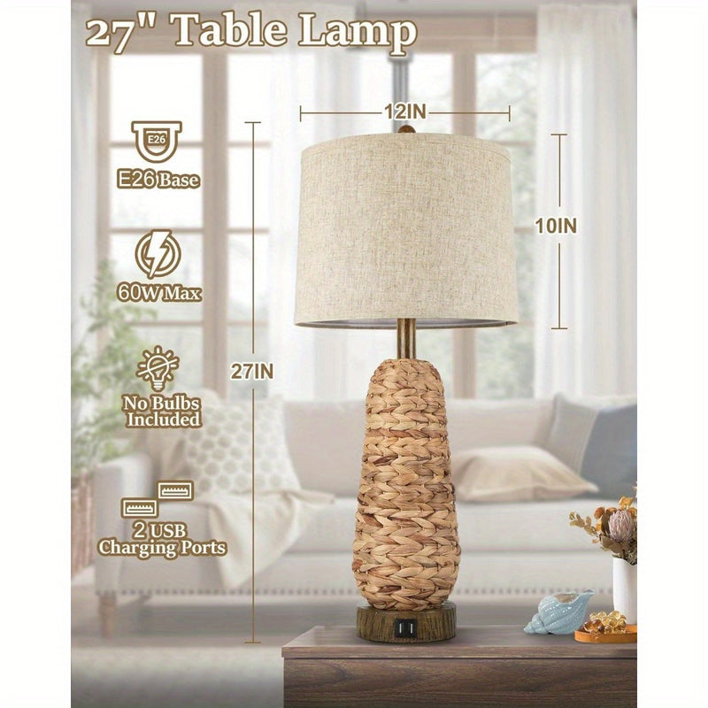 Stylish Rattan Table Lamps with USB Ports for Any Room
