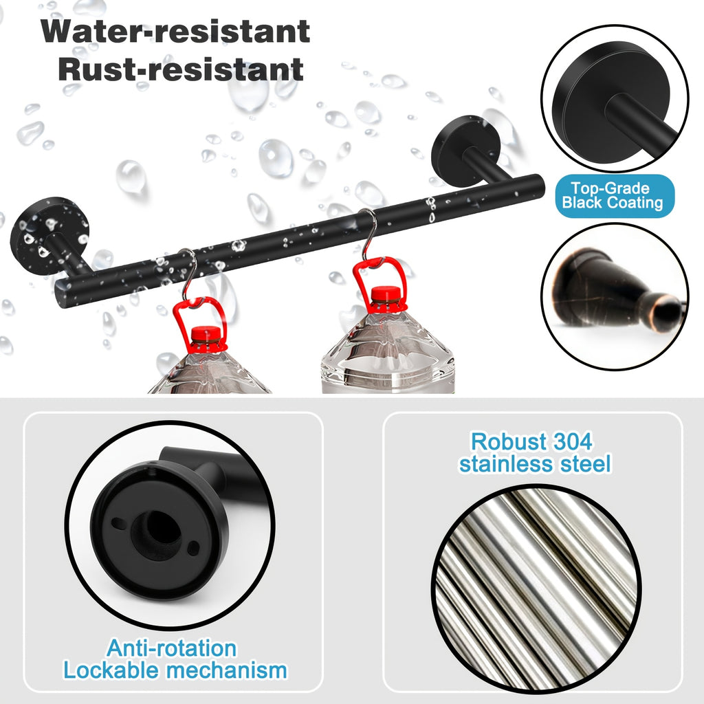 Matte Black Bathroom Hardware Set Stainless Steel Accessories Kit