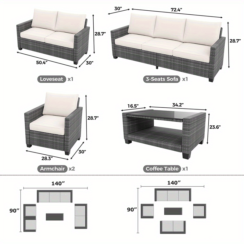 Outdoor Wicker Patio Furniture Set with Hidden Storage and Comfort